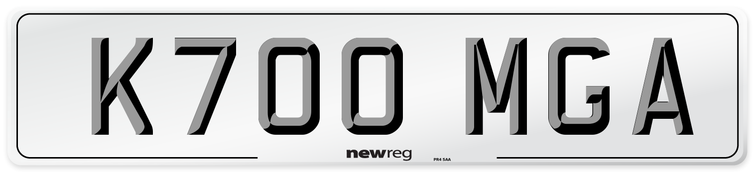 K700 MGA Number Plate from New Reg